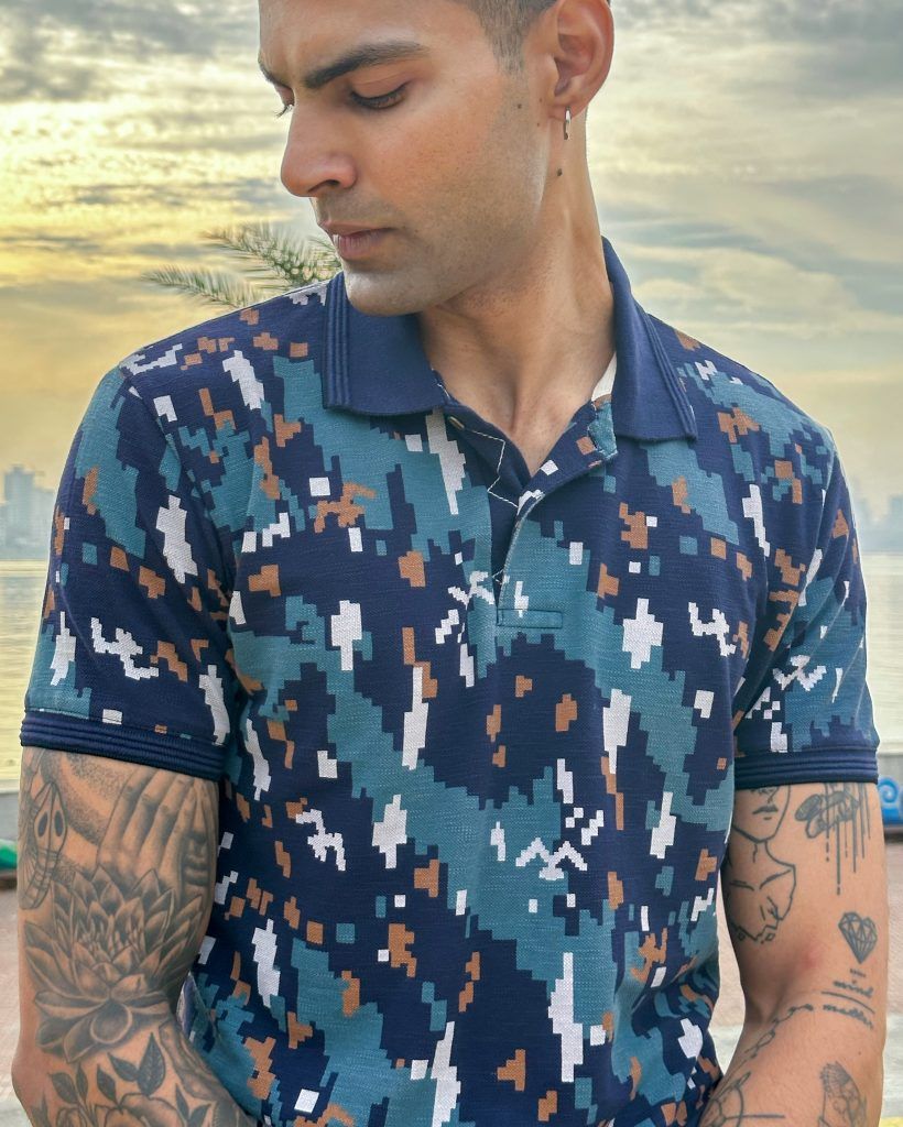 Mufti Graphic Print Polo T-shirt for men