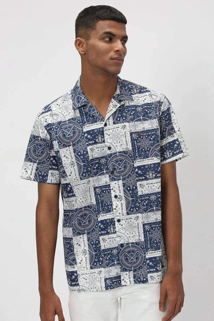 Bandana print short sleeved shirt for men
