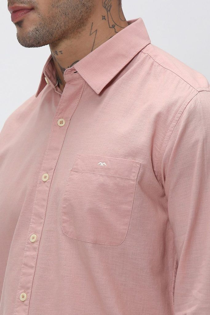 Mufti’s Pastel Pink Slim Fit Casual Shirt for men